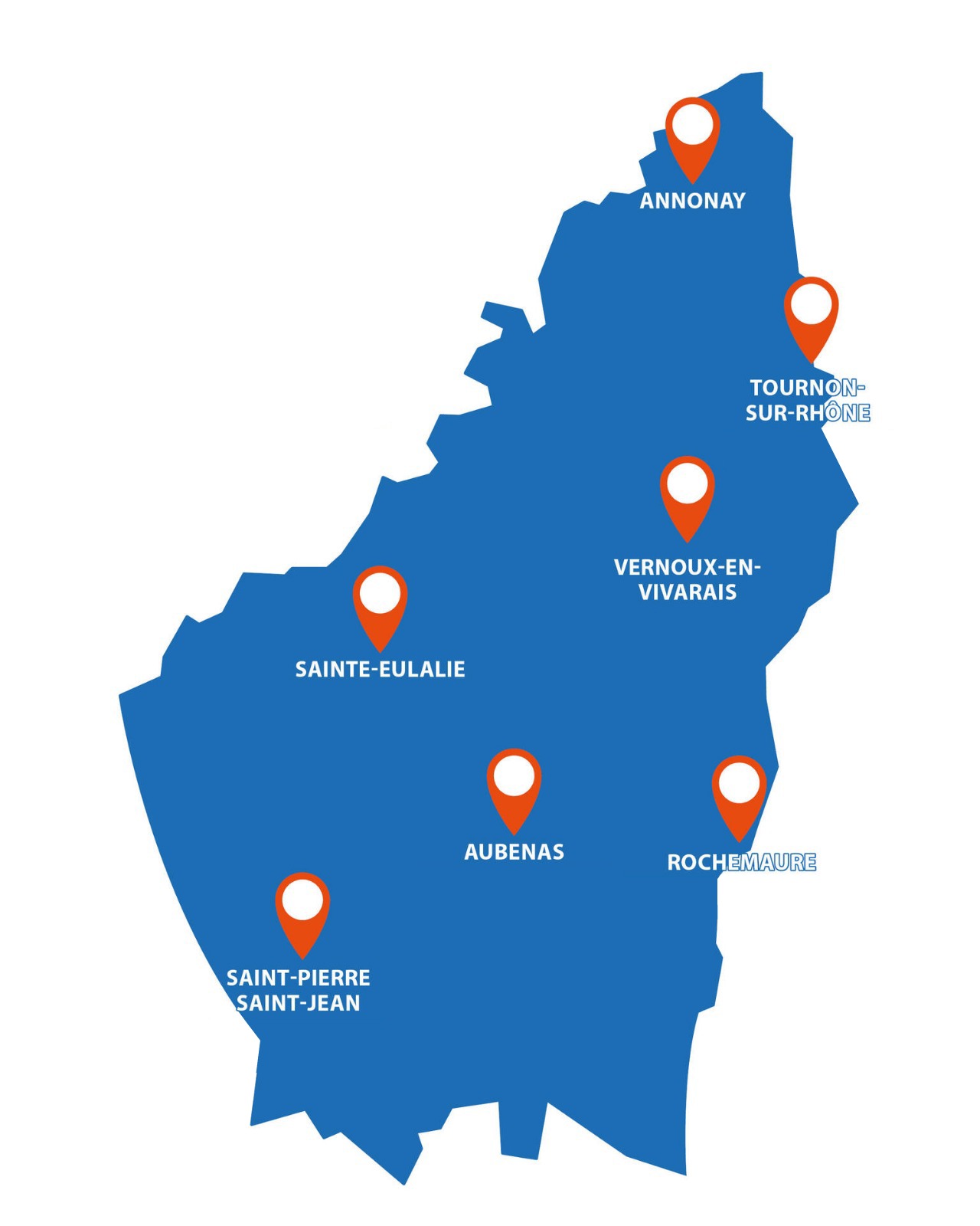 Carte Ardèche - Zones d’intervention EVF